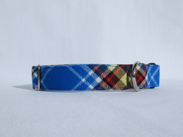 Oromocto Tartan Dog Collar, Blue Plaid Pet Collar Made in Canada, Dog Adoption Collar Gift, Dog Mom Gift, CFB Gagetown