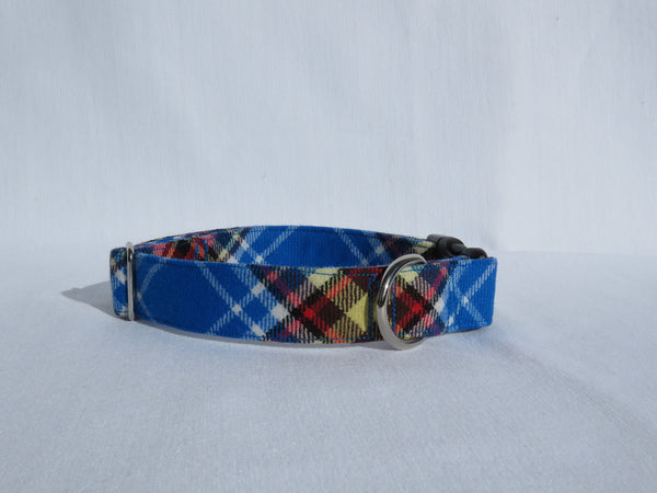 Oromocto Tartan Dog Collar, Blue Plaid Pet Collar Made in Canada, Dog Adoption Collar Gift, Dog Mom Gift, CFB Gagetown