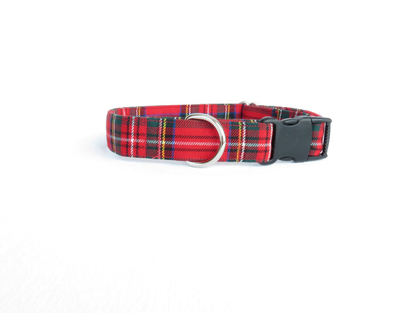 Collar, Royal Stewart Tartan Dog Collar for Christmas Photos, Red White Plaid Dog Collar, Made in Canada Pet Sitter Gift