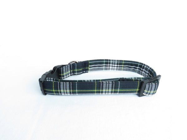 Navy and Green Plaid Pet Collar in Tartan