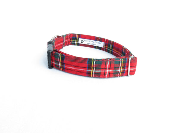 Collar, Royal Stewart Tartan Dog Collar for Christmas Photos, Red White Plaid Dog Collar, Made in Canada Pet Sitter Gift