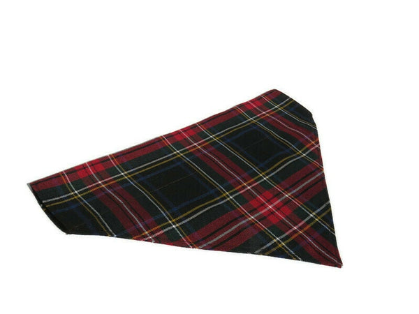 Kerchief, Pet Christmas Photos with Black Stewart Tartan Dog Bandana, Holiday Card Dog Photo Prop, Dog Uniform Bandana
