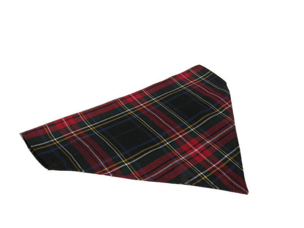 Kerchief, Pet Christmas Photos with Black Stewart Tartan Dog Bandana, Holiday Card Dog Photo Prop, Dog Uniform Bandana