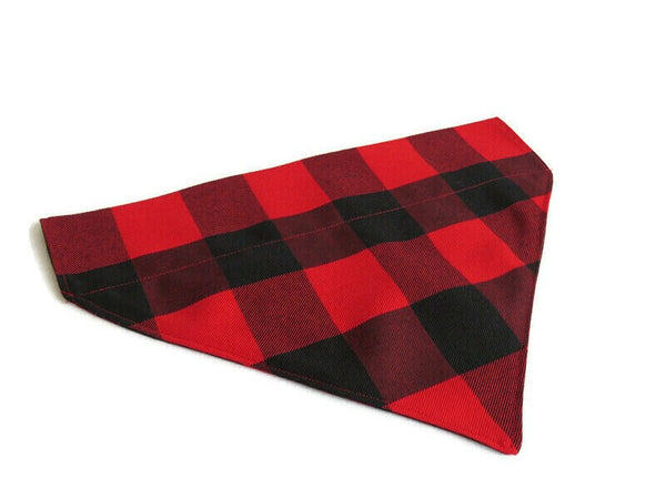 Buffalo Check Dog Bandana, Buffalo Plaid Dog Kerchief for Christmas Family Photos,  Red and Black Buffalo Check Dog Kerchief