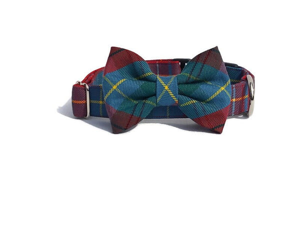 Dog Collar, British Columbia Tartan Dog Collar Made in Canada, Red and Teal Plaid Dog Collar, Dog Gift by Pawsitively Dazzled, Pet Accessory