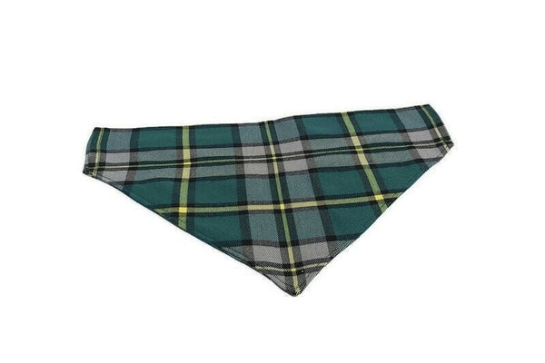 Dog Bandana, Cape Breton Tartan Pet Kerchief, Green Plaid Pet Accessory, Reversable Dog Bandana Made in Canada