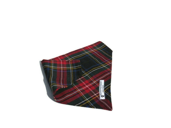 Kerchief, Pet Christmas Photos with Black Stewart Tartan Dog Bandana, Holiday Card Dog Photo Prop, Dog Uniform Bandana