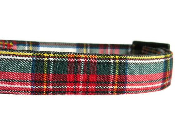 Dog Collar, Dress Stewart Tartan Dog Collar, Red White Plaid Pet Collar, Pawsitively Dazzled Pet Accessory, Made in Canada Pet Collar