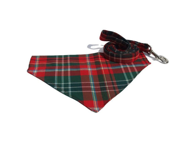 New Brunswick Tartan Dog Leash, Christmas Red and Green Plaid Dog Leash for Dog Walker Gift