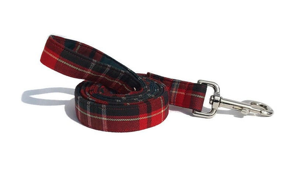 New Brunswick Tartan Dog Leash, Christmas Red and Green Plaid Dog Leash for Dog Walker Gift