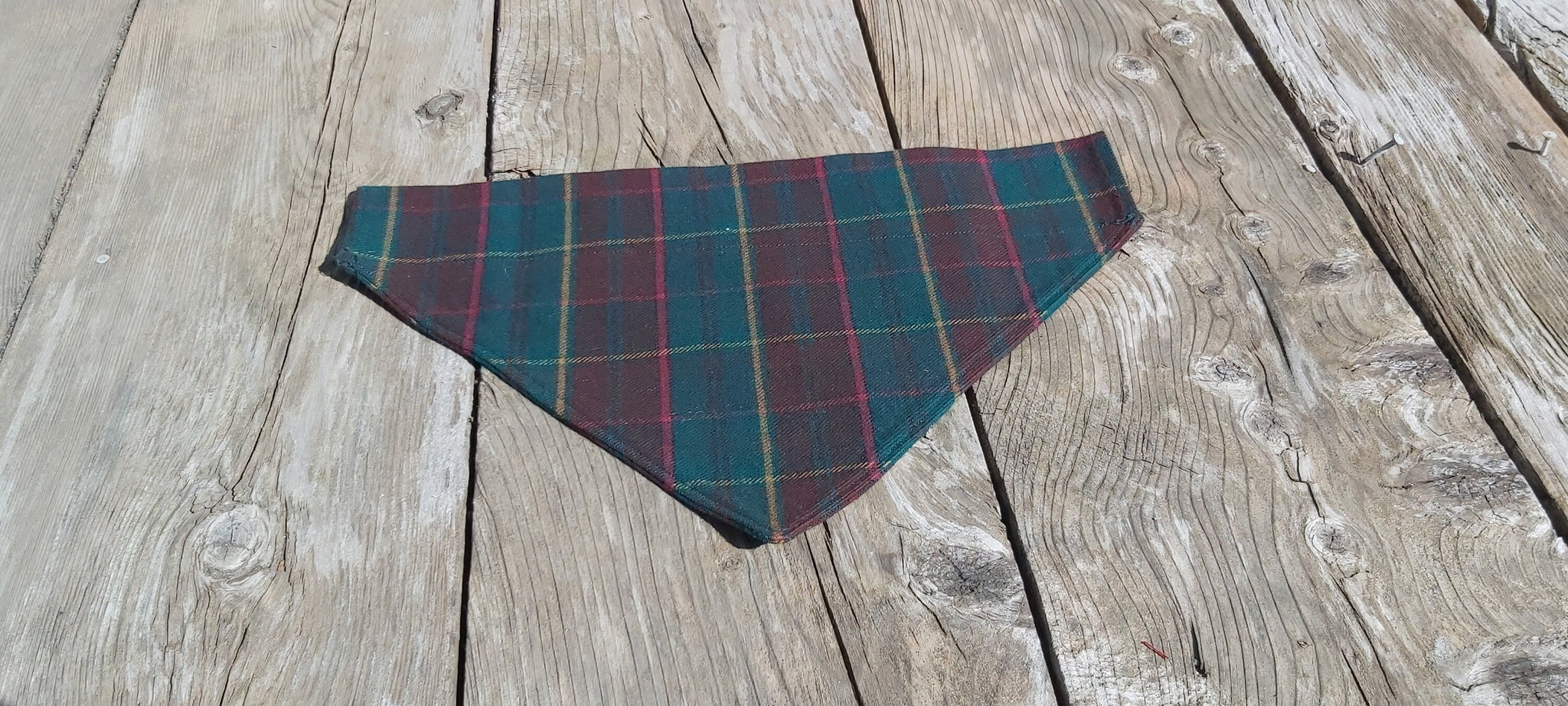 Dog Bandana in Teal Green Plaid, Ontario Tartan Kerchief, Ontario Tartan Dog Bandana, Green Plaid Pet Bandana, Made in Canada Bandana