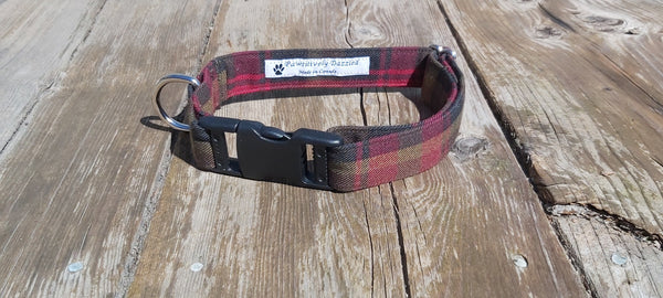 Dog Bandana, Maple Leaf Tartan Kerchief, Red and Brown Tartan Dog Bandana, Canadian Pet Adoption Gift