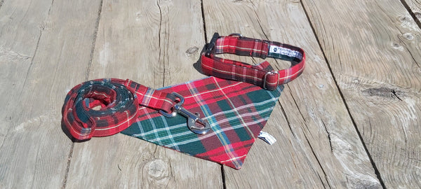 New Brunswick Tartan Dog Leash, Christmas Red and Green Plaid Dog Leash for Dog Walker Gift