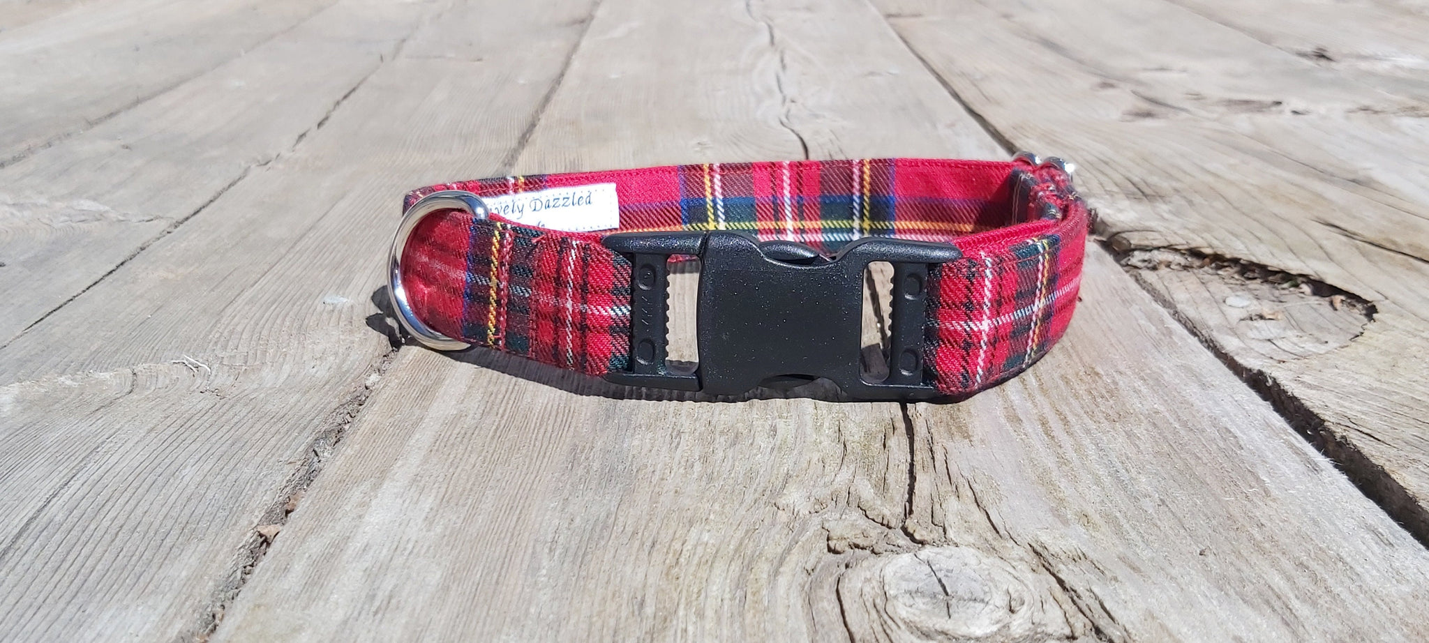 Dog Collar, Royal Stewart Tartan Dog Collar Gift for Puppy Adoption,  Red and White Plaid Pet Collar for Wedding Photos, Dog Ring Bearer