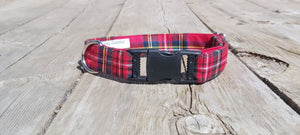 Dog Collar, Royal Stewart Tartan Dog Collar Gift for Puppy Adoption,  Red and White Plaid Pet Collar for Wedding Photos, Dog Ring Bearer