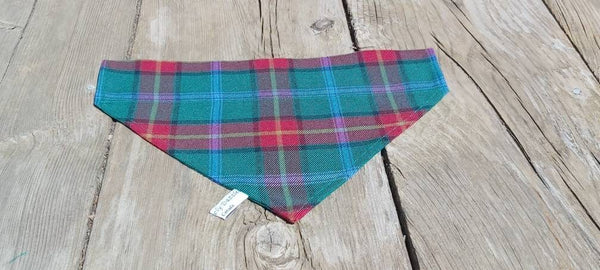 Dog Bandana, Manitoba Tartan Dog Kerchief, Scottish Tartan Dog Bandana, Teal Plaid Pet Kerchief for Manitoba Dog Show