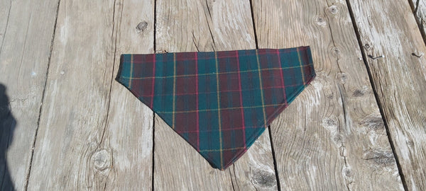 Dog Bandana in Teal Green Plaid, Ontario Tartan Kerchief, Ontario Tartan Dog Bandana, Green Plaid Pet Bandana, Made in Canada Bandana