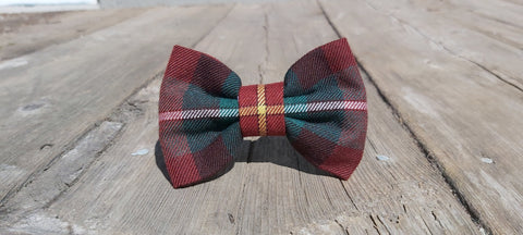 Plaid Dog Bow Tie To Slide on Collar, Prince Edward Island Tartan Dog Bow Tie,  PEI Dog Bow, Doggie Bow Tie for Green Gables Events