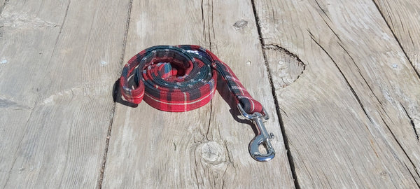 New Brunswick Tartan Dog Leash, Christmas Red and Green Plaid Dog Leash for Dog Walker Gift