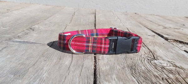 Dog Collar, Royal Stewart Tartan Dog Collar Gift for Puppy Adoption,  Red and White Plaid Pet Collar for Wedding Photos, Dog Ring Bearer