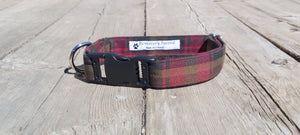 Dog Collar, Maple Leaf Tartan Dog Collar Made in Canada Pet Accessory, Dog Sitter Gift, Dog Mom and Pet Birthday Gift