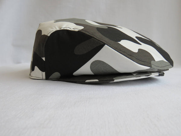 Black and Gray Camo Flat Cap