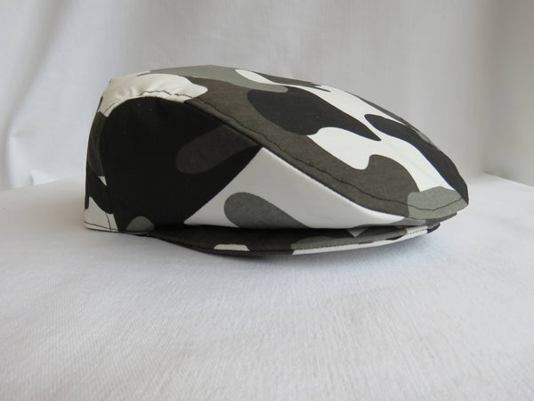 Black and Gray Camo Flat Cap