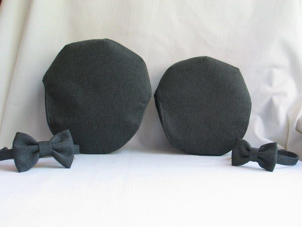 Black and Gray Herringbone Wedding Flat Cap