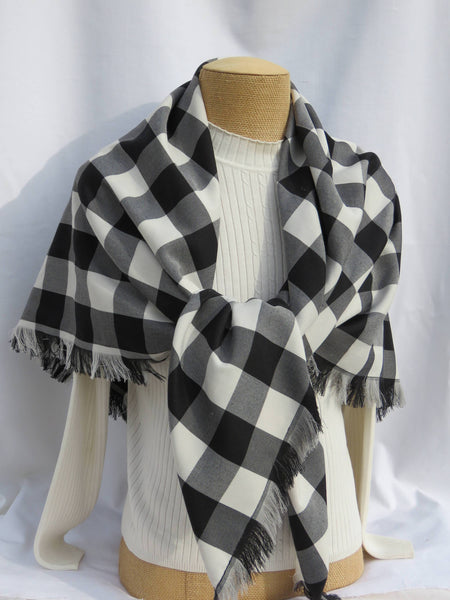 Black and White Buffalo Check Blanket Scarf