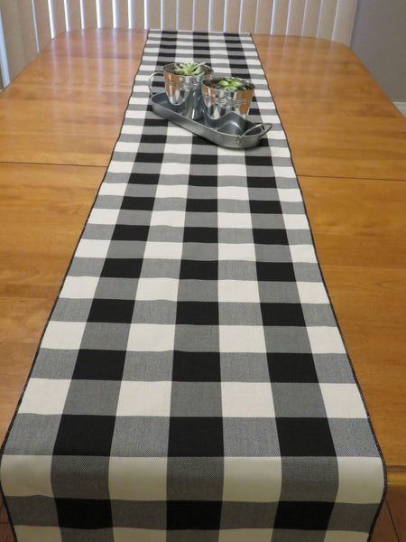 black and white check mantle runner