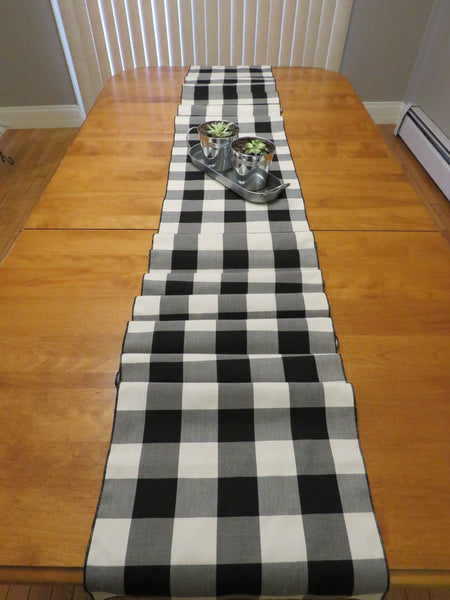 Black and White Buffalo Check Farmhouse Table Runner-Taylors Tartans