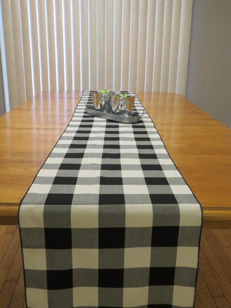 Black and White Buffalo Check Farmhouse Table Runner