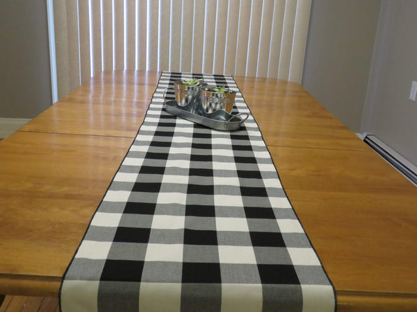 Black and White Buffalo Check Farmhouse Table Runner