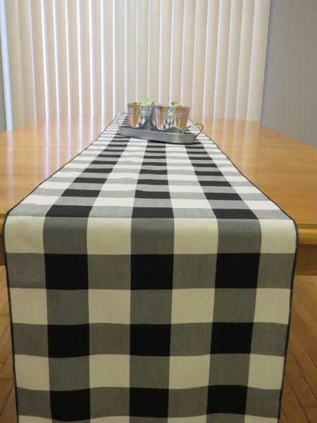 Black and White Buffalo Check Farmhouse Table Runner