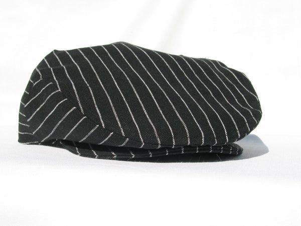 Black and White Stripe Flat Cap for Weddings