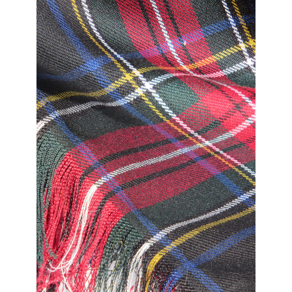 black Stewart tartan fabric throw