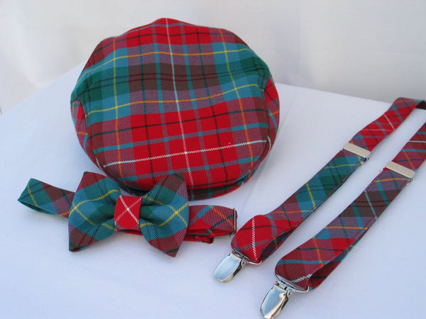 British Columbia Tartan Flat Cap Bow Tie Suspenders-Taylors Tartans