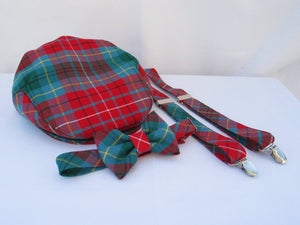 British Columbia Tartan Flat Cap Bow Tie Suspenders-Taylors Tartans