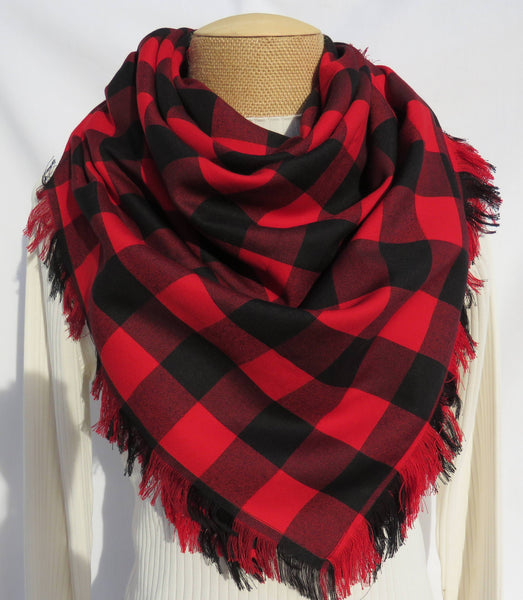 Buffalo Check Blanket Scarf in Red and Black-Taylors Tartans