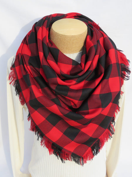 Buffalo Check Blanket Scarf in Red and Black-Taylors Tartans