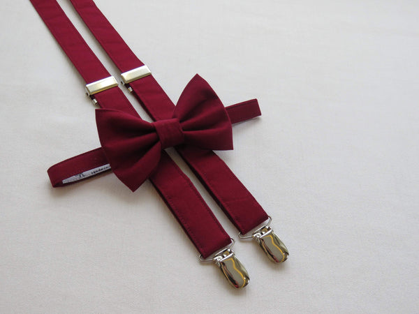 Burgundy Bow Tie Suspenders-Taylors Tartans