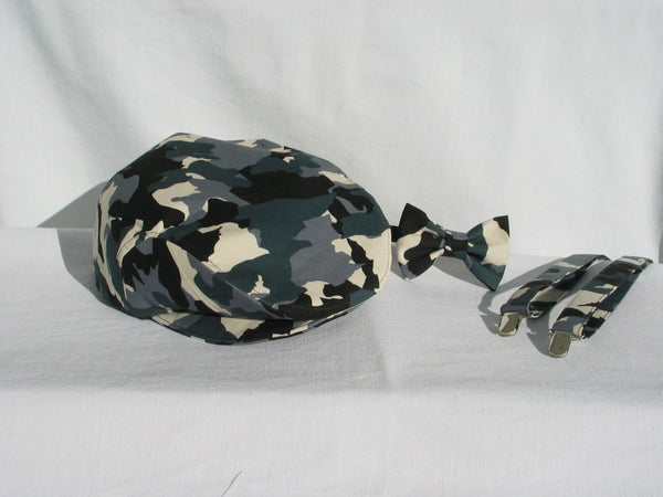 Camo Bow Tie in Gray and White