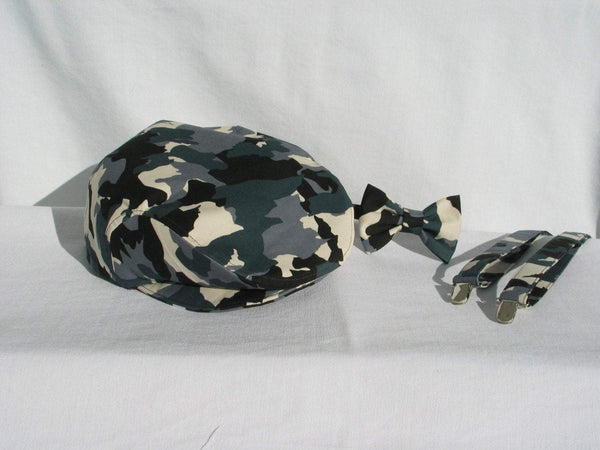 Camo Newsboy Cap Suspenders Bow Tie-Taylors Tartans