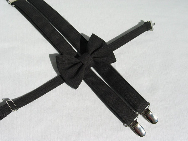 Charcoal Gray Bow Tie Suspenders