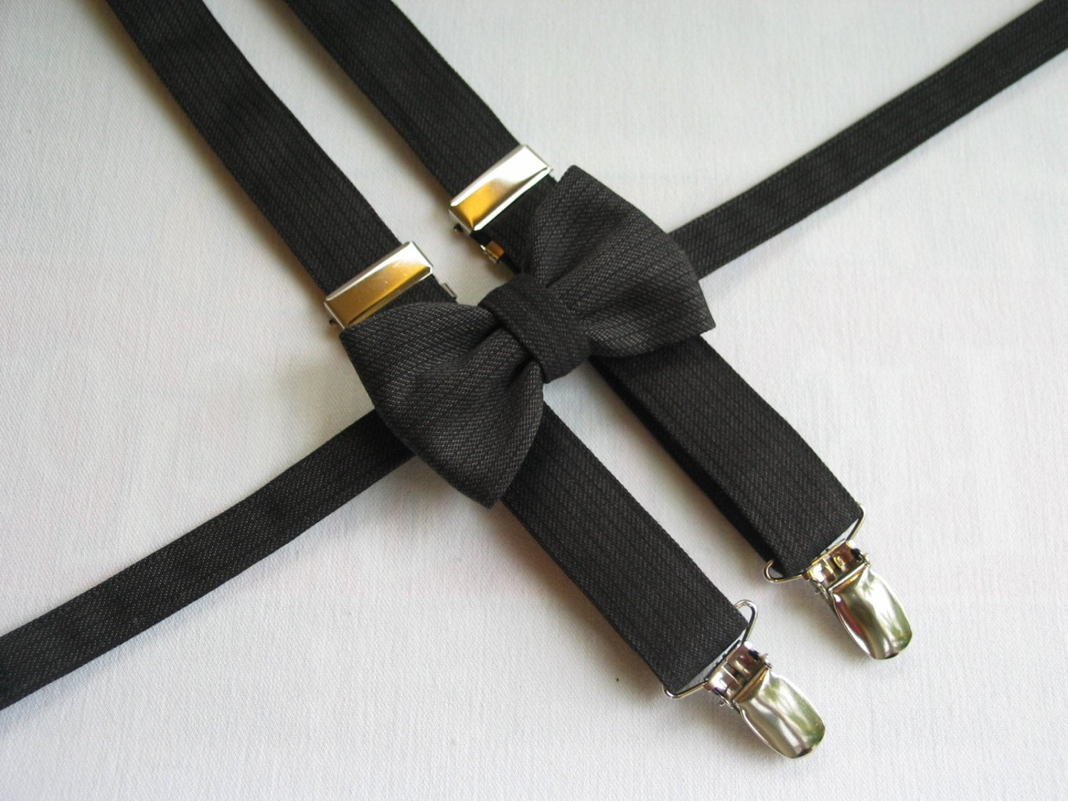 Charcoal Gray Bow Tie Suspenders-Taylors Tartans