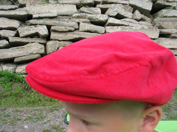 Red Corduroy Newsboy Flat Cap Hat