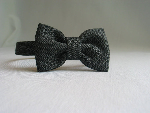 Dark Gray Herringbone Bow Tie-Taylors Tartans