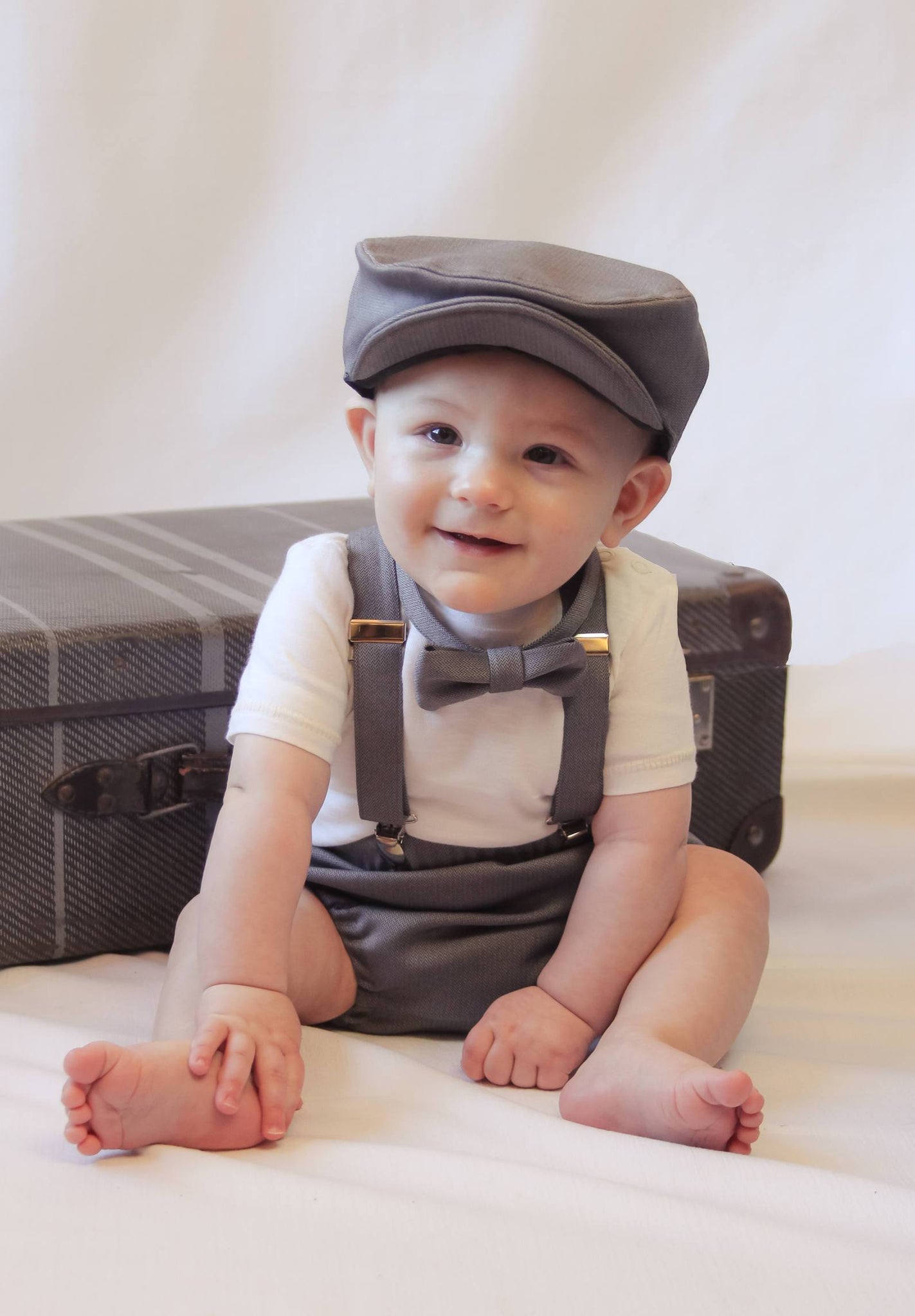 Diaper Cover Suspenders Bow Flat Cap Tie Set-Taylors Tartans