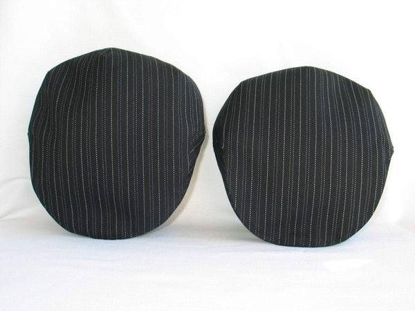 Father Son Matching Black Pinstripe Flat Caps-Taylors Tartans