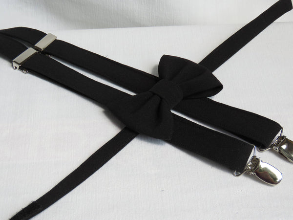 Formal Black Bow Tie and Suspenders